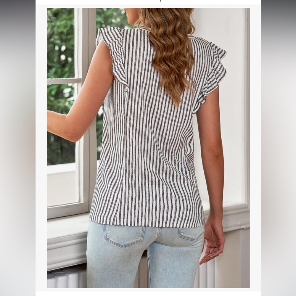 Shewin Ruffle Sleeveless Top - Picture 2 of 5